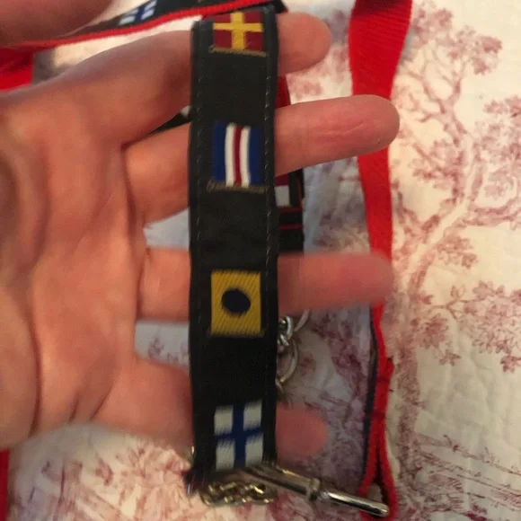 Red and Navy Blue Nautical Flag Dog Collar and Leash Set - Picture 4 of 5